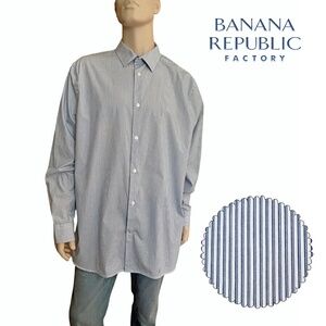 Banana Republic Stripe Dress Shirt Button Front Long Sleeve Cotton XXL Excellent